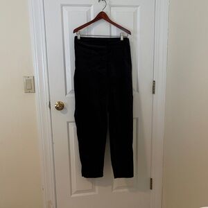 Velvet flat front black pants
